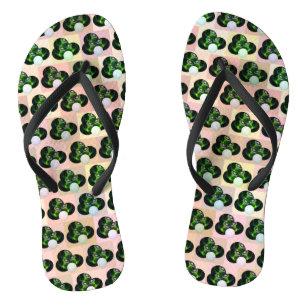 Geometric Play: Checked Lawn Bowls in Block Art Flip Flops