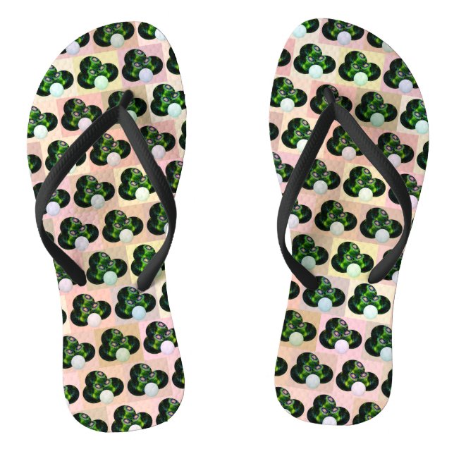 Geometric Play: Checked Lawn Bowls in Block Art Flip Flops (Footbed)