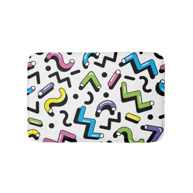 Geometric Play: Doodle Shapes Pattern Bath Mat (Front)