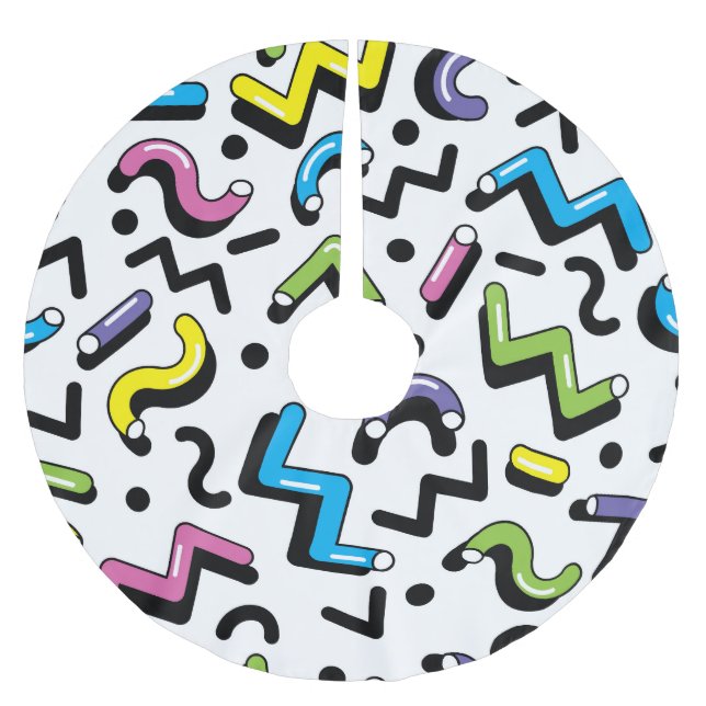 Geometric Play: Doodle Shapes Pattern Brushed Polyester Tree Skirt (Front)