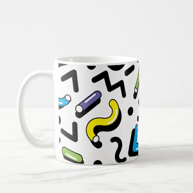 Geometric Play: Doodle Shapes Pattern Coffee Mug (Left)