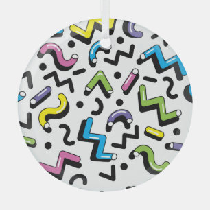 Geometric Play: Doodle Shapes Pattern Glass Ornament