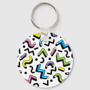 Geometric Play: Doodle Shapes Pattern Keychain