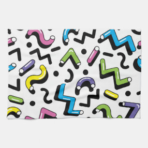 Geometric Play: Doodle Shapes Pattern Kitchen Towel