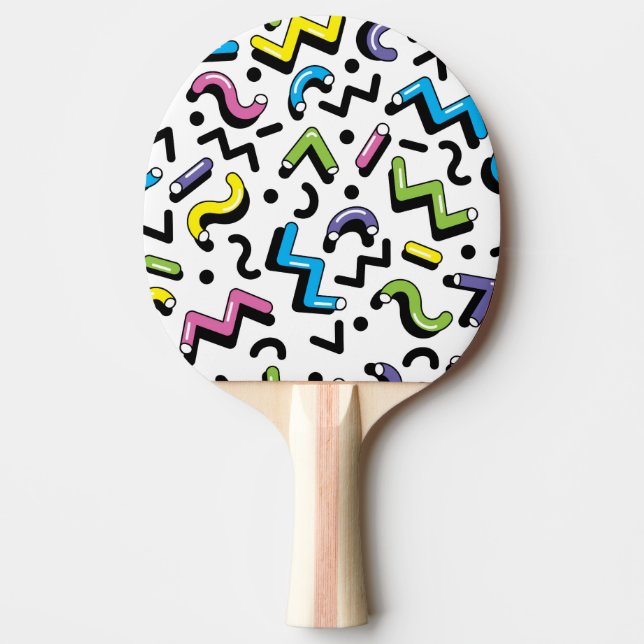 Geometric Play: Doodle Shapes Pattern Ping Pong Paddle (Front)