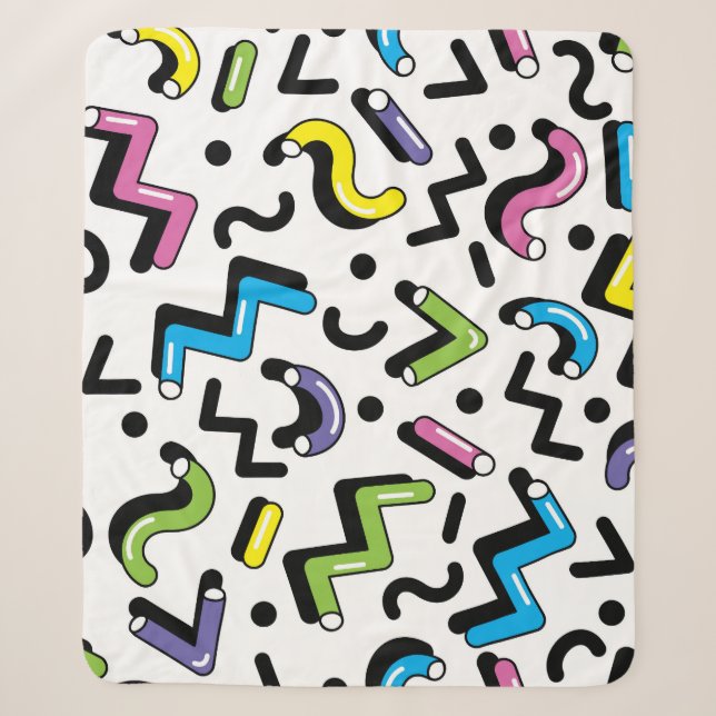 Geometric Play: Doodle Shapes Pattern Sherpa Blanket (Front)