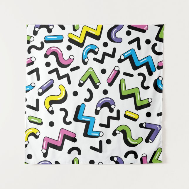 Geometric Play: Doodle Shapes Pattern Tapestry (Front)