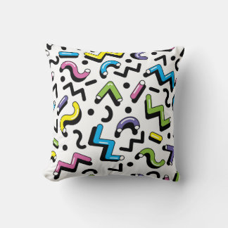 Geometric Play: Doodle Shapes Pattern Throw Pillow