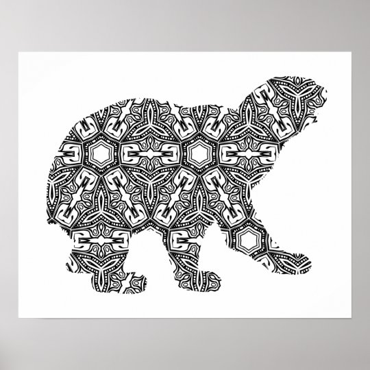 Geometric Polar Bear Art Adult Coloring Page Poster | Zazzle.ca