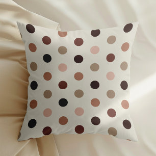 Geometric polka dot pattern in brown tones throw pillow