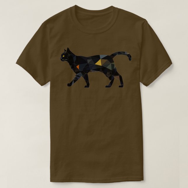 Geometric Polygonal Triangles Pattern Cat Gifts Fu T-Shirt (Design Front)