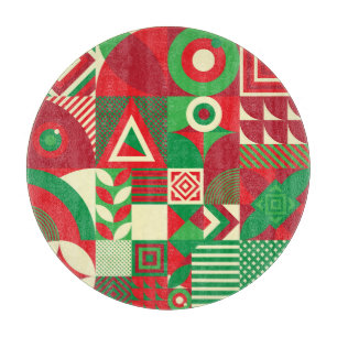 Geometric Pop: Colourful Abstract Tiles. Cutting Board