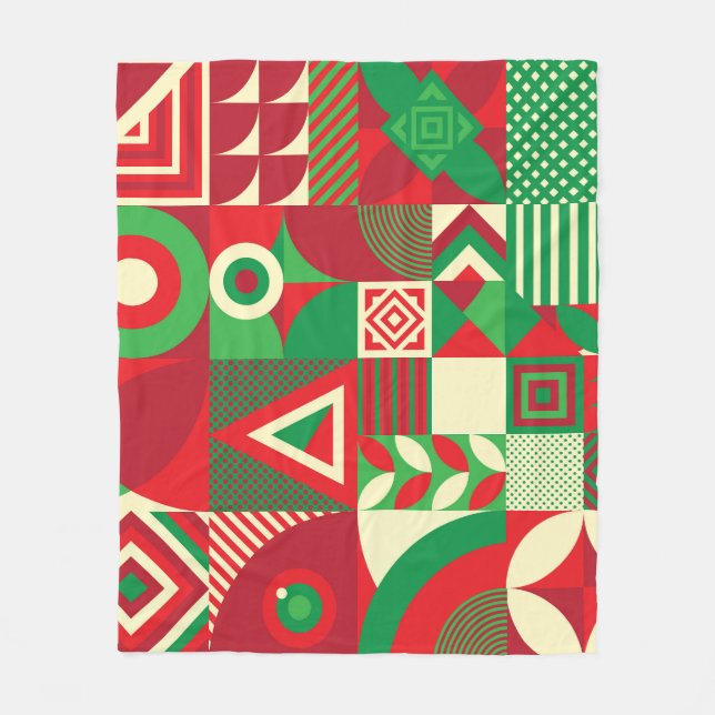 Geometric Pop: Colourful Abstract Tiles. Fleece Blanket (Front)
