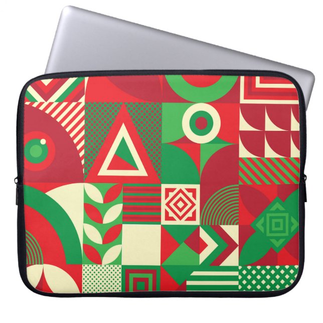 Geometric Pop: Colourful Abstract Tiles. Laptop Sleeve (Front)