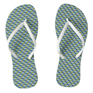 Geometric Portuguese tiles pattern in soft colours Flip Flops