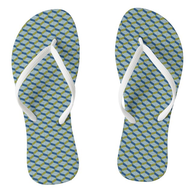 Geometric Portuguese tiles pattern in soft colours Flip Flops (Footbed)