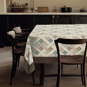 Geometric Print Tablecloth in Earthy Neutrals