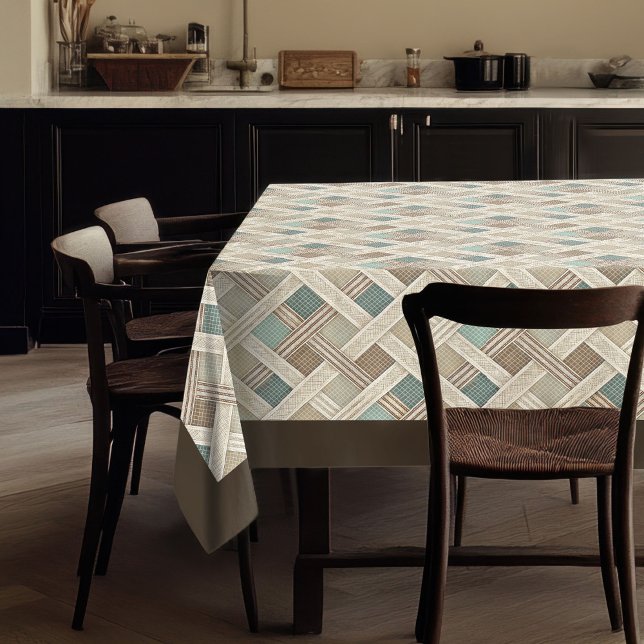 Geometric Print Tablecloth in Earthy Neutrals (Geometric Print Tablecloth in Earthy Neutrals)
