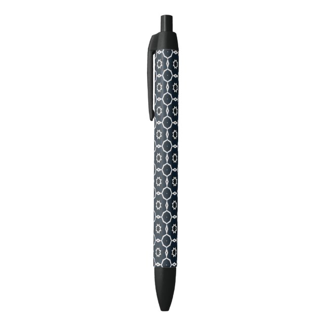 Geometric printed black ink pen (Top (Vertical))
