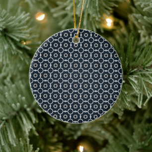 Geometric printed ceramic ornament