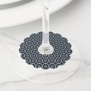 Geometric printed wine glass tag