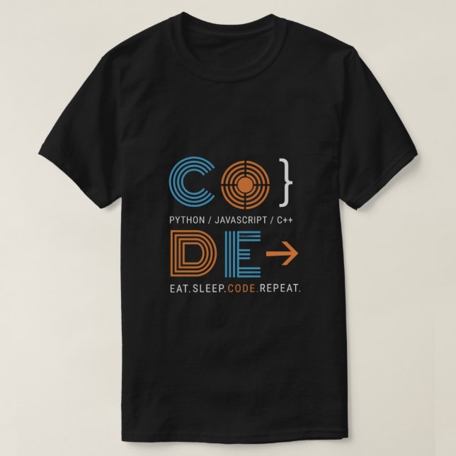 Geometric Programmer Code Eat Sleep Repeat Gift T-Shirt (Design Front)