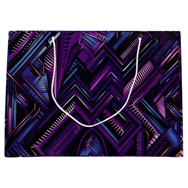Geometric Purple Afro Fusion Wrapping paper Large Gift Bag (Front)