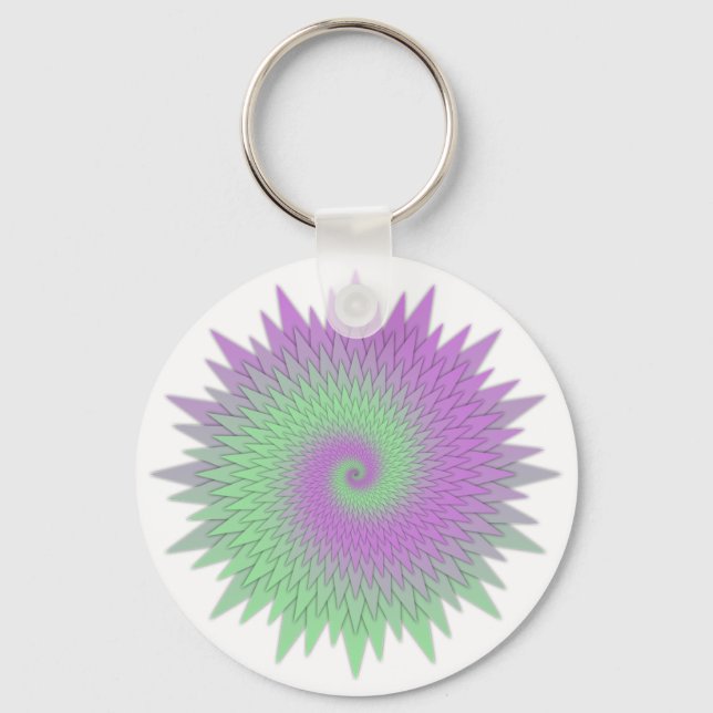 Geometric Purple and Green Keychain (Front)