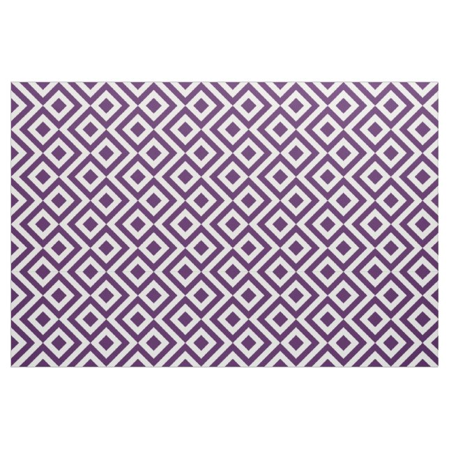 Geometric Purple and White Meander Pattern Fabric (Fat Quarter)