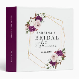 Geometric Purple Blush Pink Floral Bridal Shower Binder
