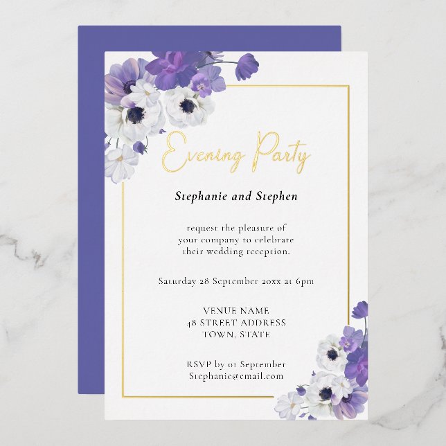 Geometric Purple Floral Wedding Party (Front/Back)