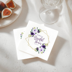 Geometric Purple Gold Floral Bridal Shower Napkin