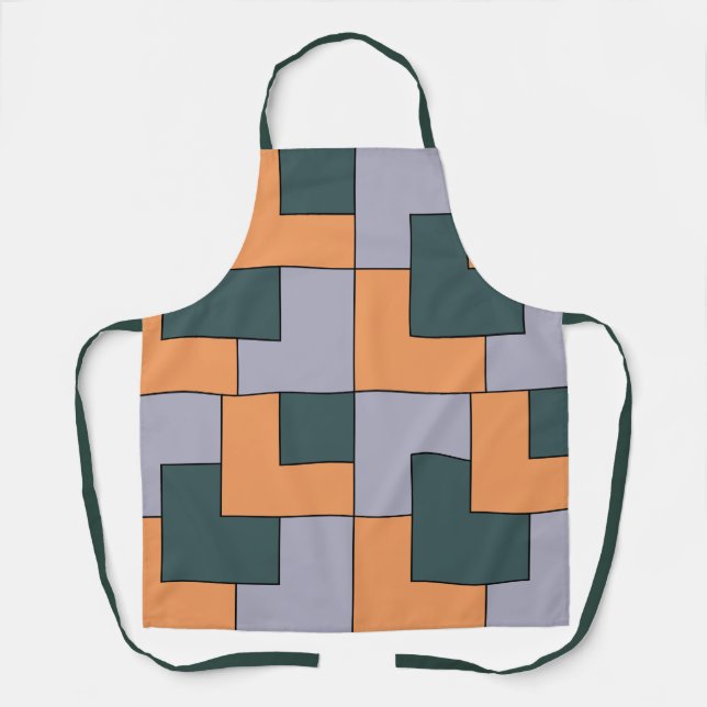 Geometric Purple Green Orange Squares Geometric  Apron (Front)