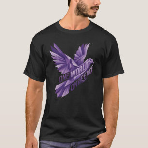 Geometric Purple Peace Dove One World One Peace T-Shirt
