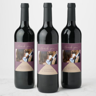 Geometric Purple Personalized Custom Wedding Wine Label