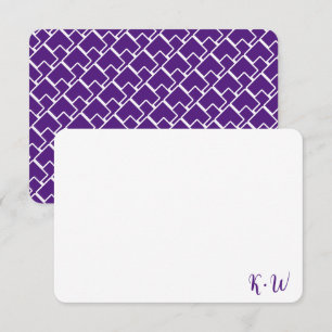 Geometric Purple Personalized Monogram Note Cards