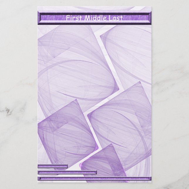 Geometric Purple Shades Personalized Stationery (Front)