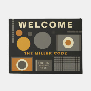 Geometric puzzle with customizable family name  doormat