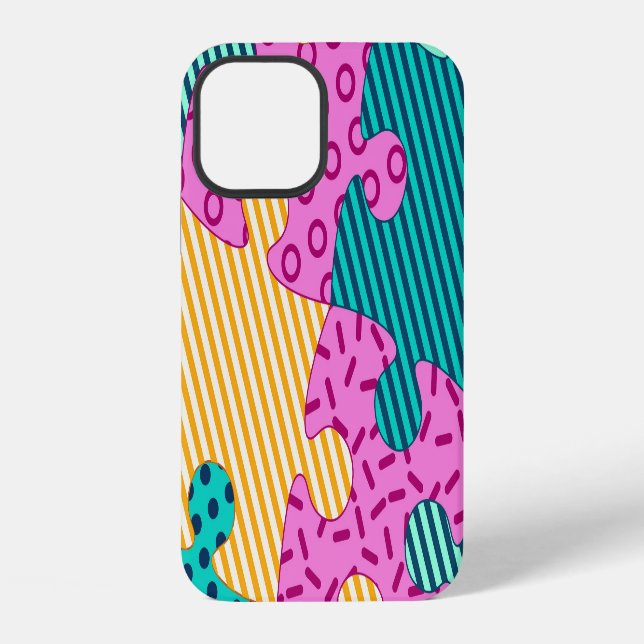 Geometric Puzzles: Memphis Banner. iPhone Case (Back)