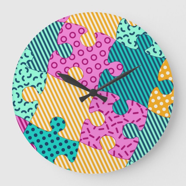 Geometric Puzzles: Memphis Banner. Large Clock (Front)