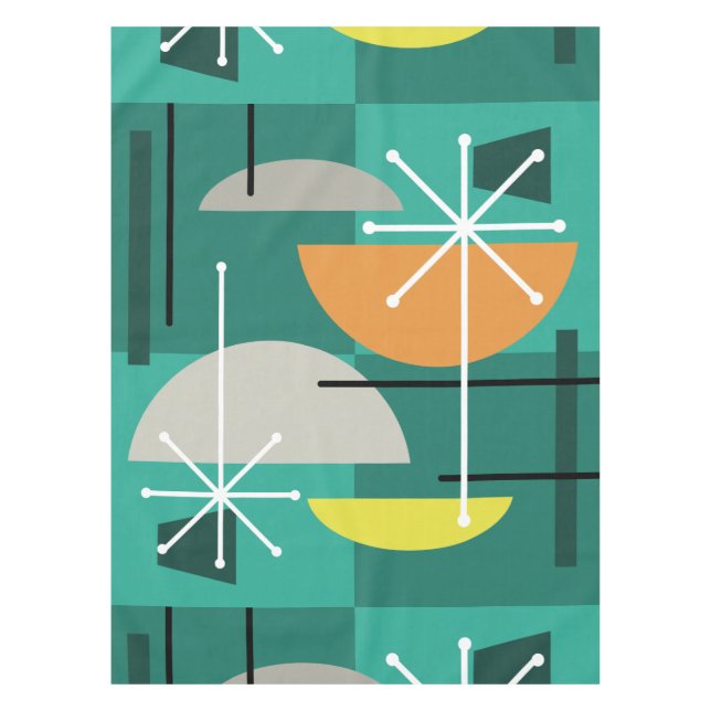 Geometric Quadrants Abstract Art Tablecloth (Front)