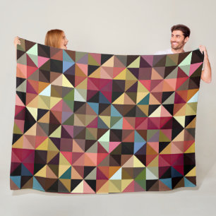Geometric Quilt Pattern Design Fleece Blanket