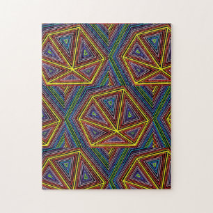 Geometric Rainbow Colored Pizzas Abstract Line Art Jigsaw Puzzle