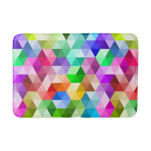 Geometric Rainbow Colours Trendy Pattern Bath Mat