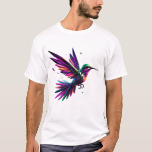 Geometric Rainbow Hummingbird - Vibrant Modern Art T-Shirt