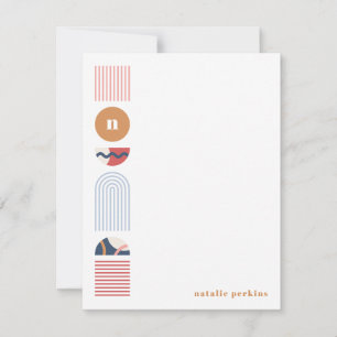 Geometric Rainbow Monogram Stationery - Red