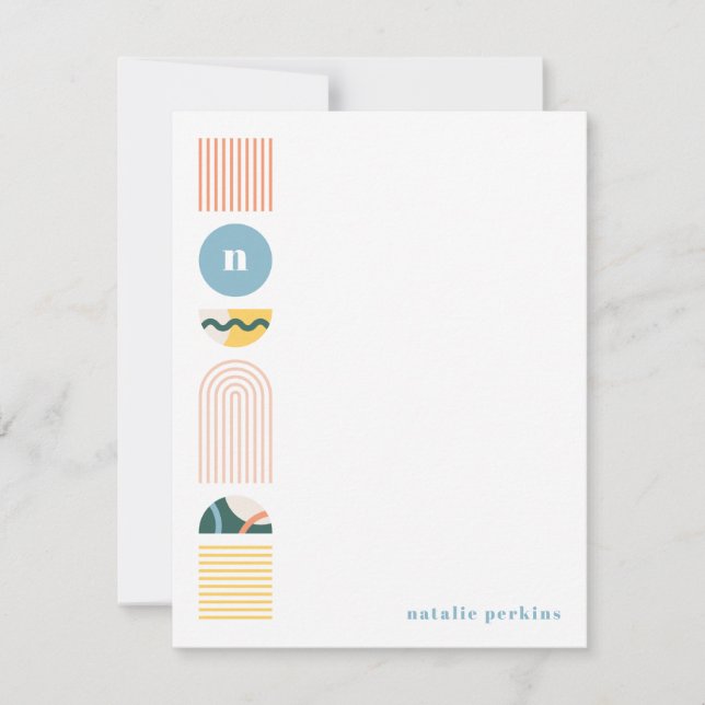 Geometric Rainbow Monogram Stationery - Yellow (Front)