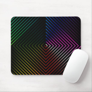 Geometric Rainbow On Black Mouse Pad