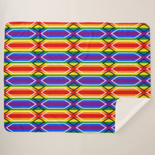 Geometric  Rainbow Sherpa Blanket