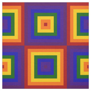 Geometric Rainbow Squares Fabric